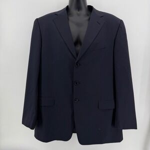 Pal Zileri Blazer Mens 56 XL Navy Blue Solid Virgin Wool 3-Button Sport Coat
